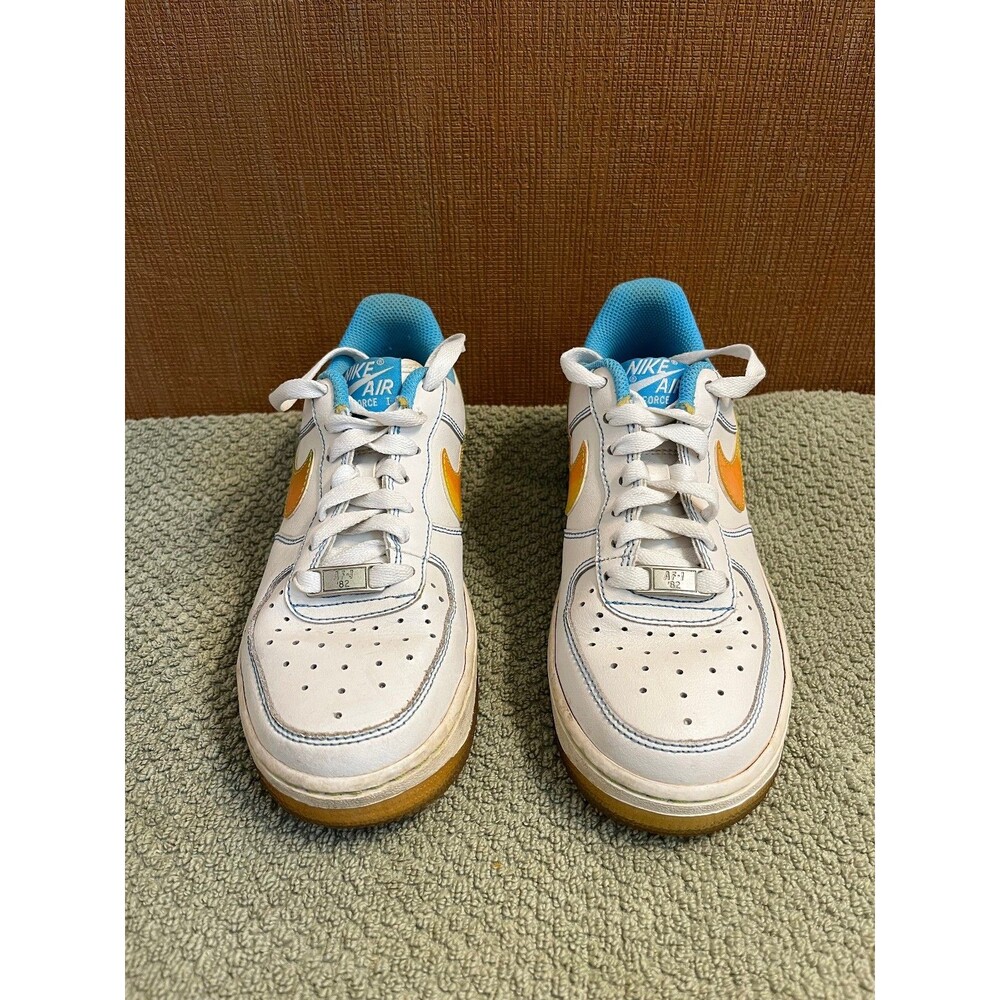 Nike Air Force 1  82 LE White-Pro Cyan-Citron Shoes  Size 4Y 334212-111 RARE